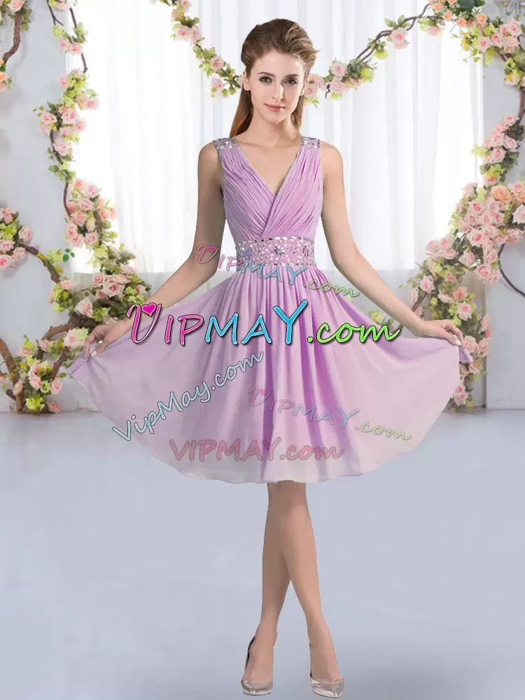 Great Sleeveless V-neck Beading Zipper Court Dresses for Sweet 16