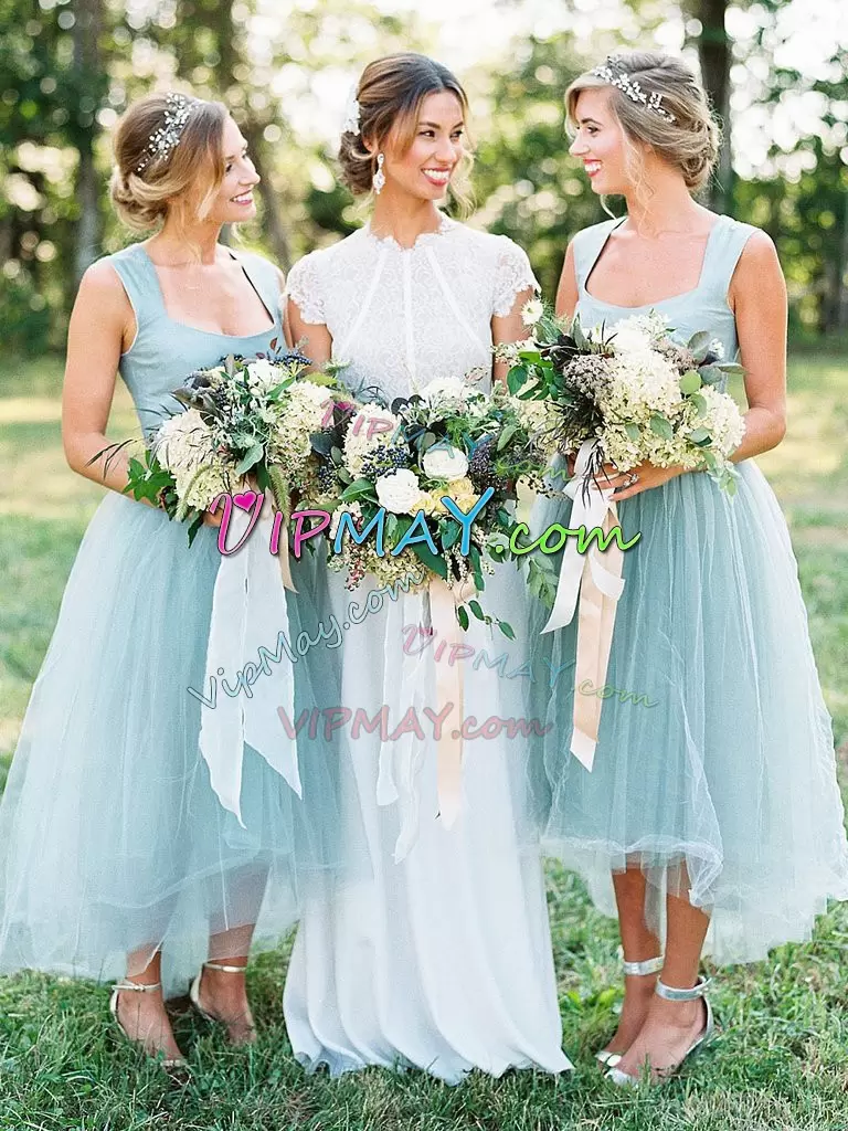 Aqua Blue Bridesmaid Dress Party and Wedding Party with Ruching Straps Sleeveless