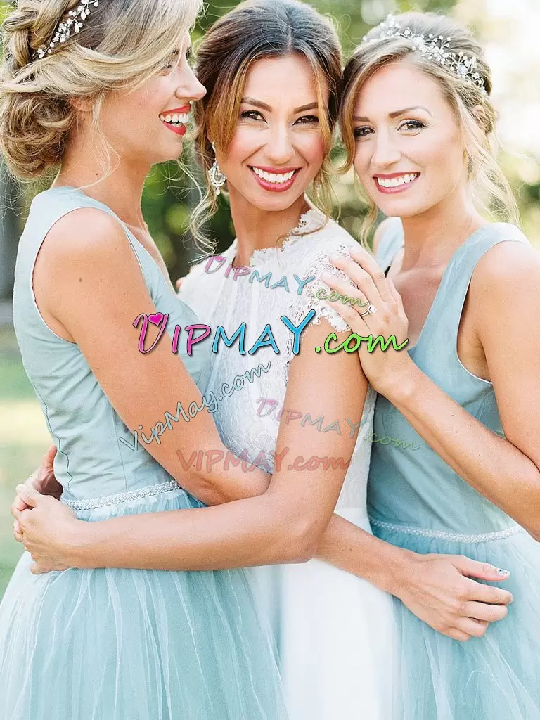 Aqua Blue Bridesmaid Dress Party and Wedding Party with Ruching Straps Sleeveless