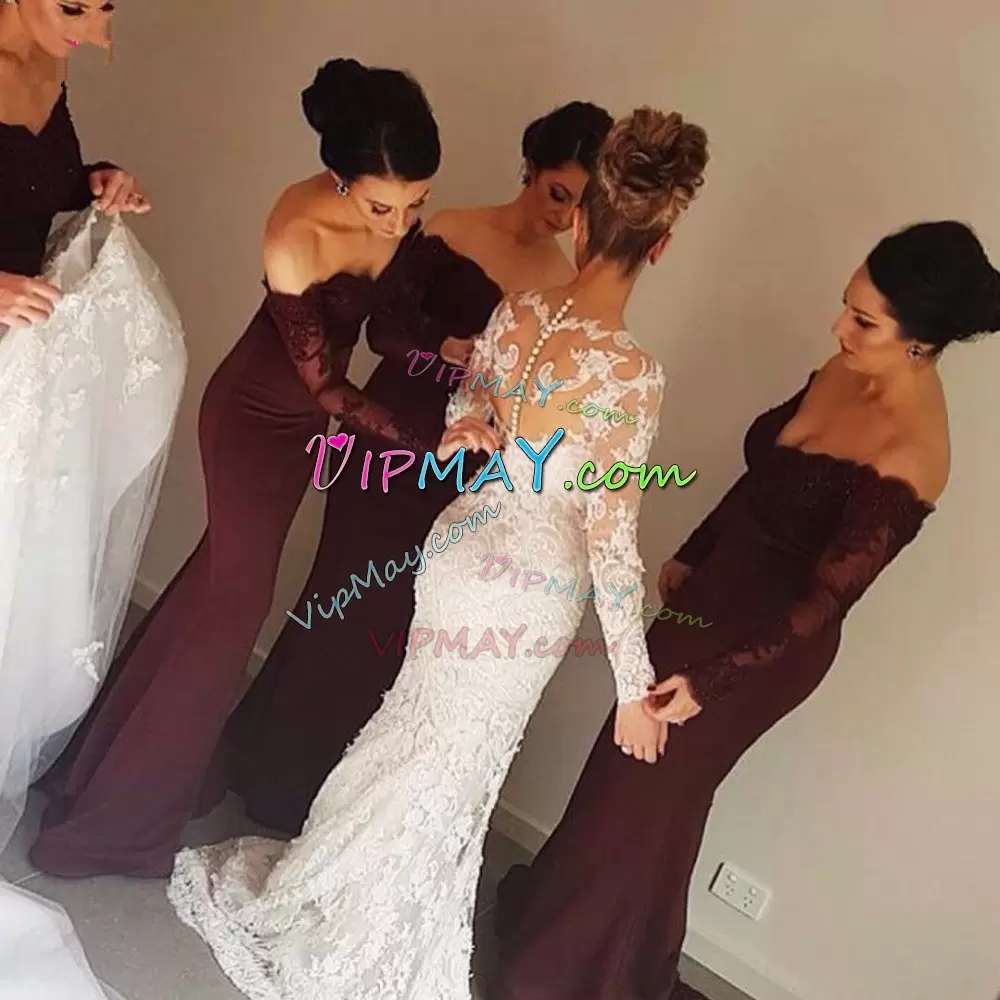 Burgundy Long Sleeves Bridesmaid Dresses for Party and Wedding Party