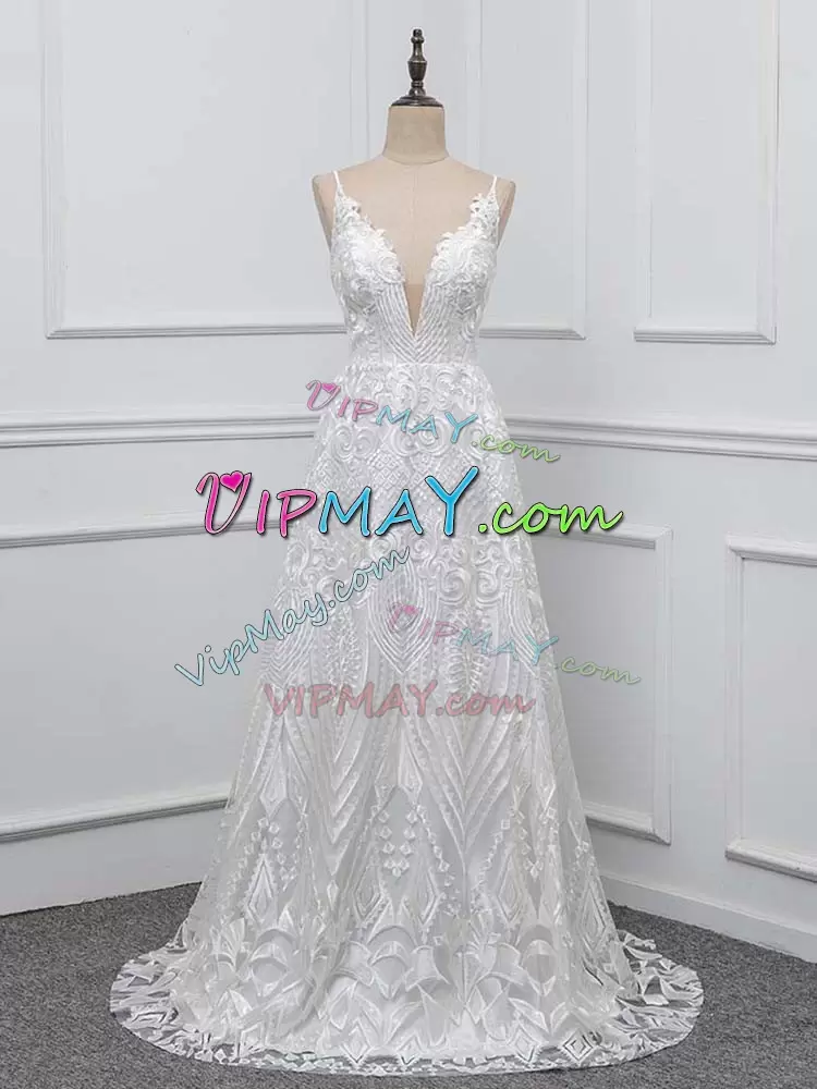 Best Selling Empire Sleeveless White Bridal Gown Brush Train Zipper