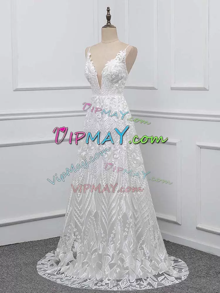 Best Selling Empire Sleeveless White Bridal Gown Brush Train Zipper