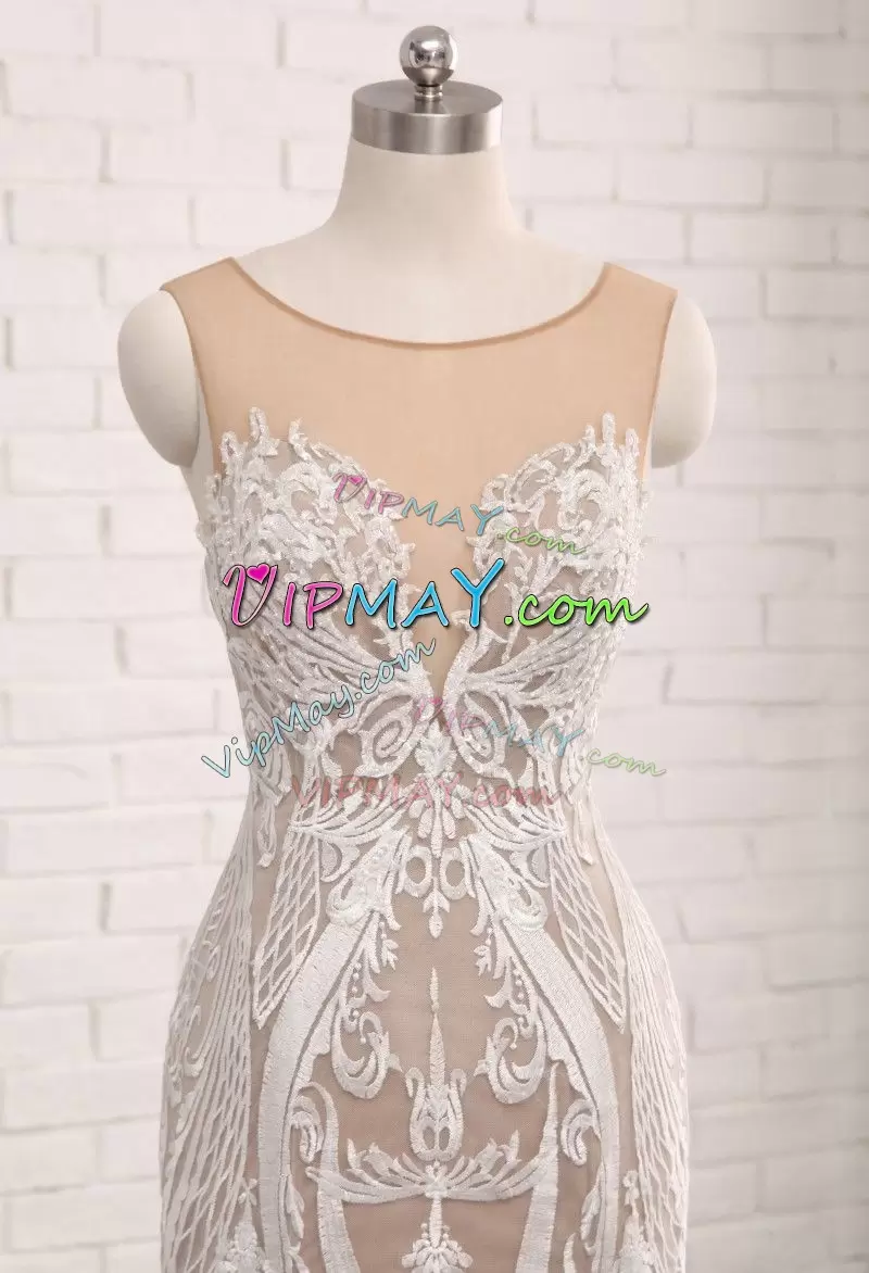 Enchanting White Sleeveless Sweep Train Clasp Handle Bridal Gown for Wedding Party