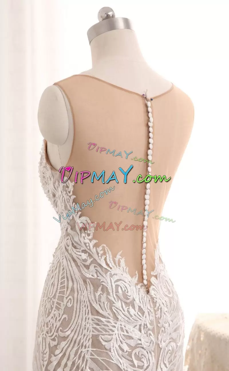 Enchanting White Sleeveless Sweep Train Clasp Handle Bridal Gown for Wedding Party