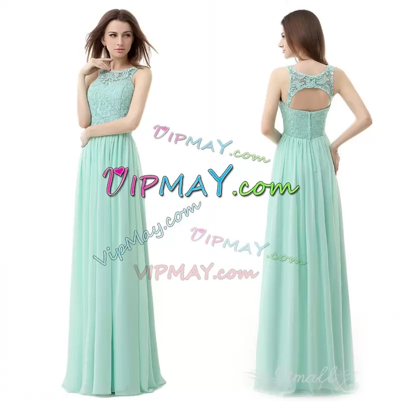 Fashionable Green Sleeveless Chiffon Zipper Bridesmaid Gown for Party and Wedding Party