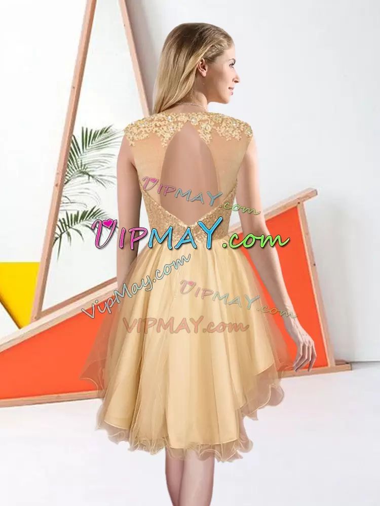 On Sale Watermelon Red A-line Beading and Lace Wedding Guest Dresses Backless Organza Sleeveless High Low