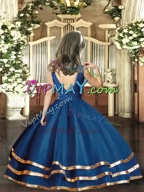 New Style V-neck Sleeveless Organza High School Pageant Dress Beading Backless