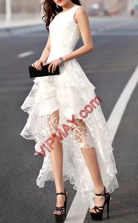 Wonderful Floor Length Lace Up Wedding Dresses White and Red for Prom and Party and Wedding Party with Beading and Lace