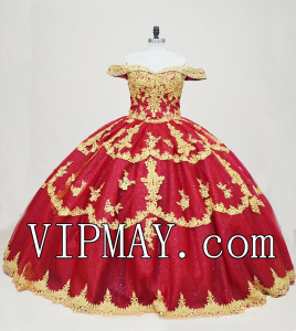 Custom Made New Wine Color Quinceanera Dress with Gold Appliques and Lace