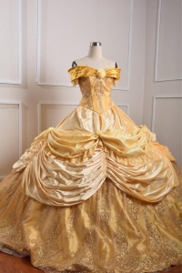 Sparkly Belle Costume Gold Beauty and the Beast - Disney Princess Quinceanera Dress