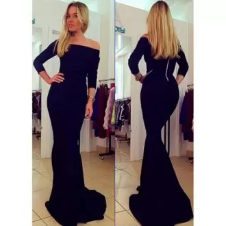 High Class Black Satin Lace Up Sweetheart Long Sleeves Floor Length Junior Homecoming Dress Ruching