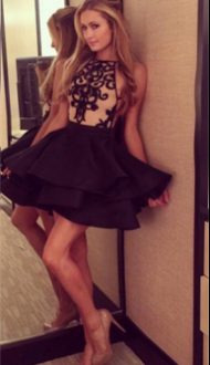 Sleeveless Halter Top Lace Up Mini Length Appliques Prom Gown Halter Top