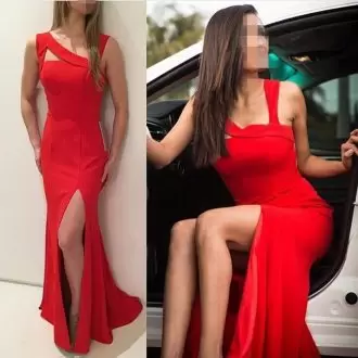 Gorgeous Red Sleeveless Floor Length Beading and Lace Lace Up Dress for Prom Sweetheart