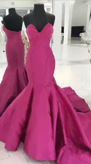 Fabulous Hot Pink Sleeveless Beading Zipper Homecoming Dresses Sweetheart