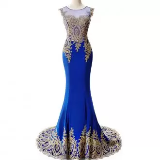Pretty Royal Blue Sweetheart Neckline Appliques Prom Evening Gown Sleeveless Criss Cross