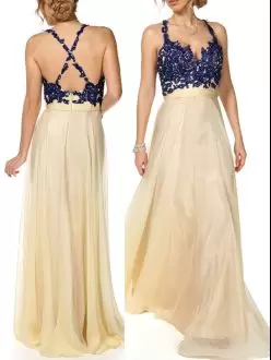 Champagne Sleeveless Chiffon Criss Cross Going Out Dresses for Prom and Party
