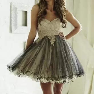 Fabulous Black Sleeveless Mini Length Beading Lace Up Homecoming Dresses Sweetheart