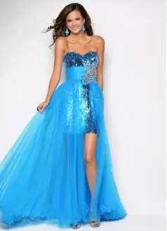 Floor Length Zipper Evening Dress Turquoise for Prom and Party and Military Ball with Beading