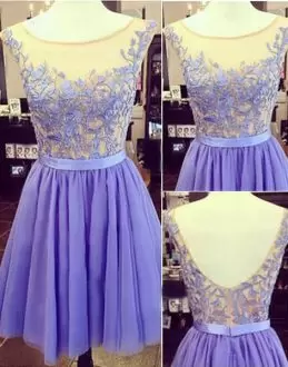 Glorious Lavender Sweetheart Zipper Lace and Appliques Prom Party Dress Sleeveless