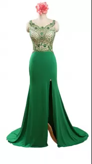 Extravagant Dark Green Sweetheart Neckline Beading and Lace Sleeveless Lace Up