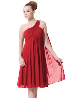 Red Prom Dresses Prom and Party with Ruching One Shoulder Sleeveless Lace Up