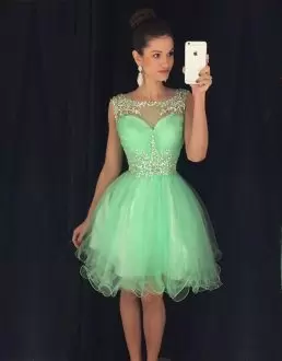 Hot Selling Mini Length A-line Sleeveless Apple Green Prom Party Dress Lace Up