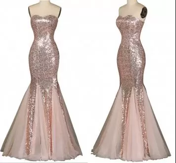 Fancy Mermaid Homecoming Party Dress Pink Sweetheart Tulle Sleeveless Floor Length Lace Up