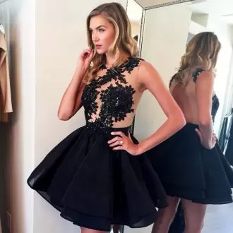 Black Sleeveless Appliques Mini Length Dress for Prom