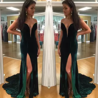 Satin Sleeveless Floor Length Homecoming Gowns Sweep Train and Beading and Lace