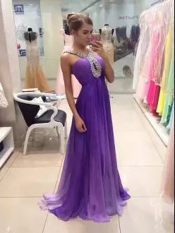 Classical Beading Prom Dresses Multi-color Zipper Sleeveless Sweep Train