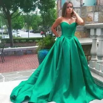 Spectacular Sleeveless Sweetheart Sweep Train Ruching Lace Up Junior Homecoming Dress
