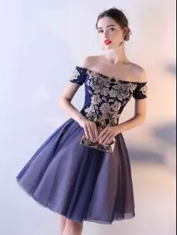 Mini Length A-line Sleeveless Purple Evening Dress