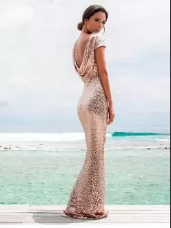 Champagne Backless Bateau Sequins Homecoming Dresses Sequined Sleeveless