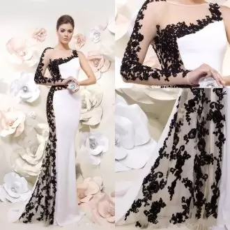 Beauteous Long Sleeves Scoop Lace and Appliques Backless Juniors Evening Dress