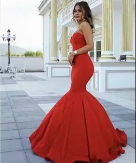 Eye-catching Red Sleeveless Beading and Lace Floor Length Dress for Prom