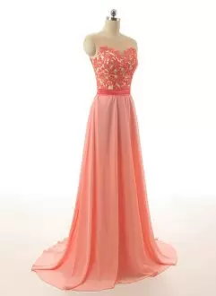 Low Price Blush Illusion Neckline Prom Dress with Short Train