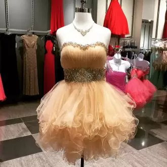 Tulle Sleeveless Mini Length Homecoming Dress and Beading