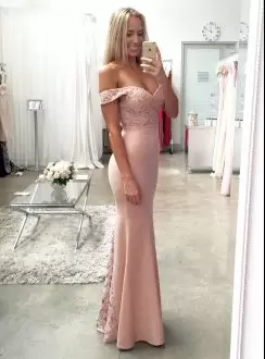 Pink Sleeveless Lace Floor Length Homecoming Dress