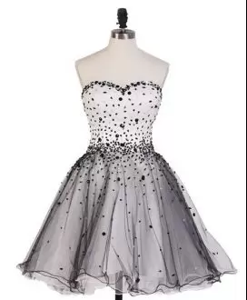 Top Selling Black Sweetheart Beading Prom Party Dress Tulle Sleeveless