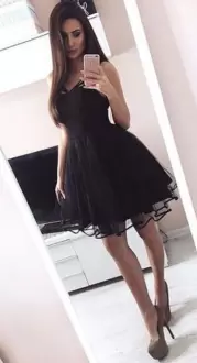 Ruching Dress for Prom Black Sleeveless Mini Length