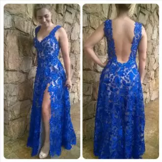 Sleeveless Floor Length Appliques Backless Prom Dresses with Royal Blue