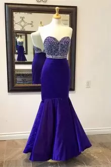 Beading Prom Dresses Purple Backless Sleeveless Floor Length