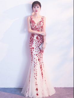 New Style Tulle Sleeveless Floor Length Homecoming Dresses and Sequins