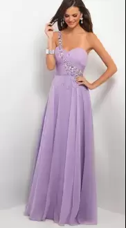 Sleeveless Floor Length Beading Zipper Homecoming Dress with Purple
