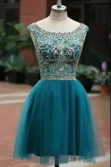 Ideal Scoop Sleeveless Tulle Hoco Dress Beading Prom Dress