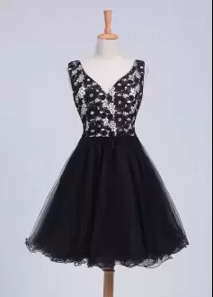 Exceptional Mini Length A-line Sleeveless Black Lace Up