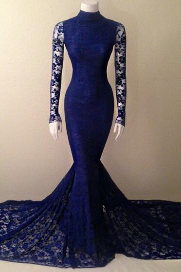 Floor Length Clasp Handle Dress for Prom Royal Blue for Prom and Party and Beach and Wedding Party with Beading and Lace