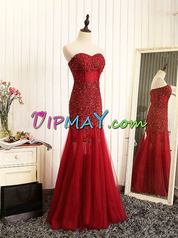 Top Selling Red Homecoming Dress Prom and Party with Beading and Appliques Sweetheart Sleeveless Lace Up