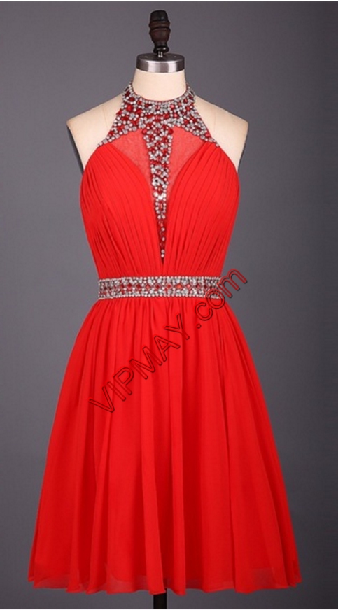 Customized Knee Length Homecoming Dress Online Red for Prom and Party and Military Ball with Beading and Ruching