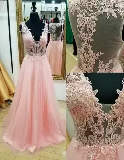 Top Selling Sleeveless Tulle Mini Length Backless Homecoming Party Dress in Pink with Lace